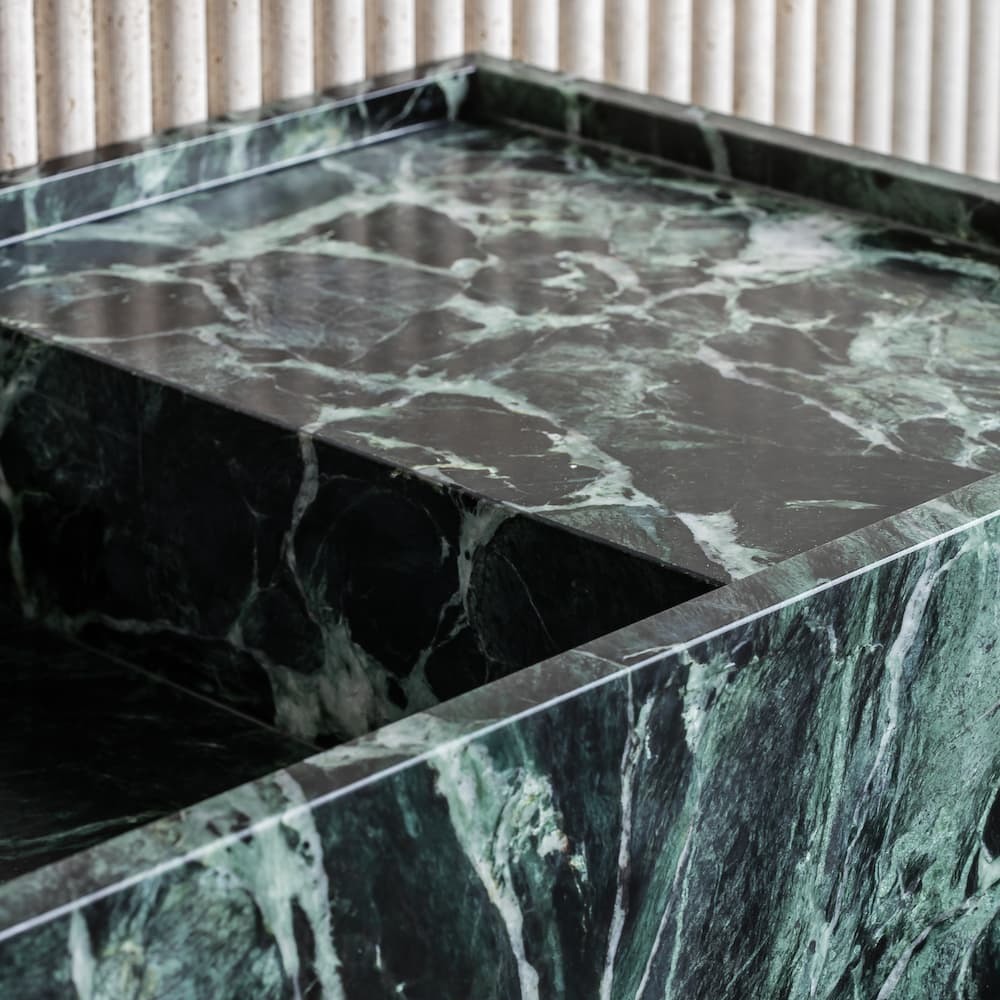 Verde Alpi Marble Pedestal Sink