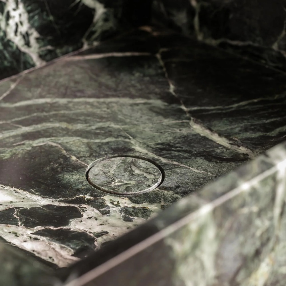 Verde Alpi Marble Pedestal Sink