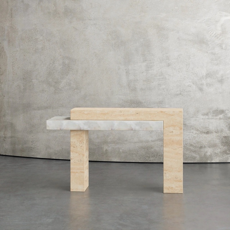 Travertine Console Table