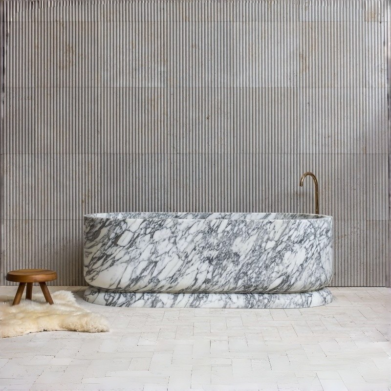 Arabescato White Marble Bathtub