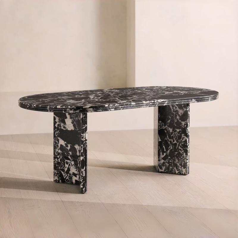 Grand Antique Oval Marble Dining Table