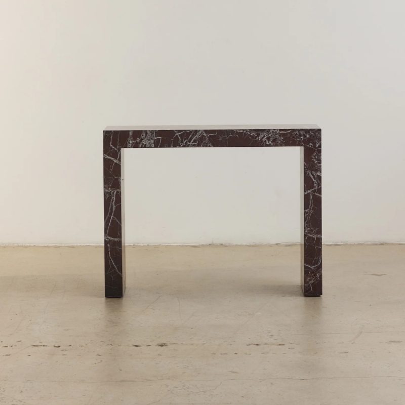 Front view of marble rectangular console table - sleek minimalist design