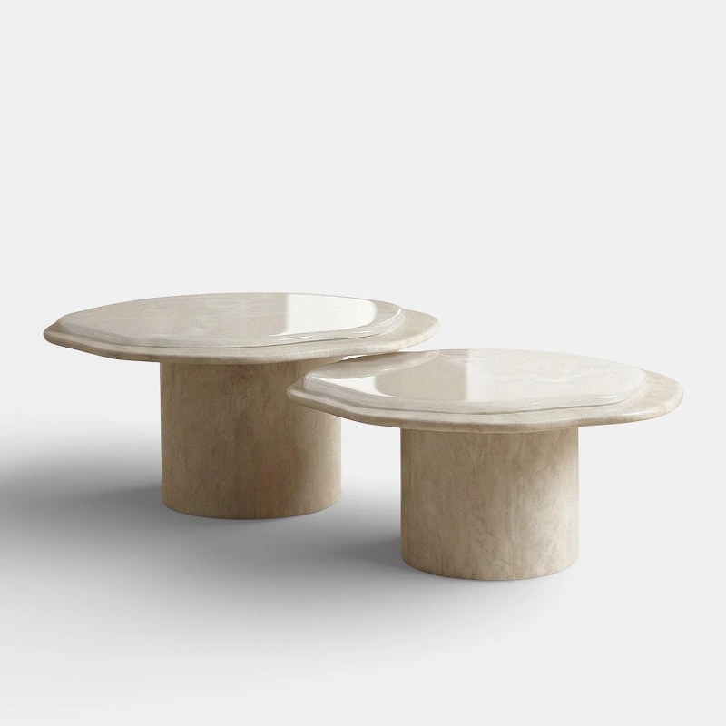 Set of two nesting cloud-shaped coffee tables - minimalist white background display